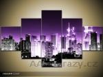 Moderní obraz 5D - 125x70cm - noční město, fialový
