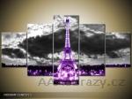 Moderní obraz 5D - Eiffelova věž - fialová