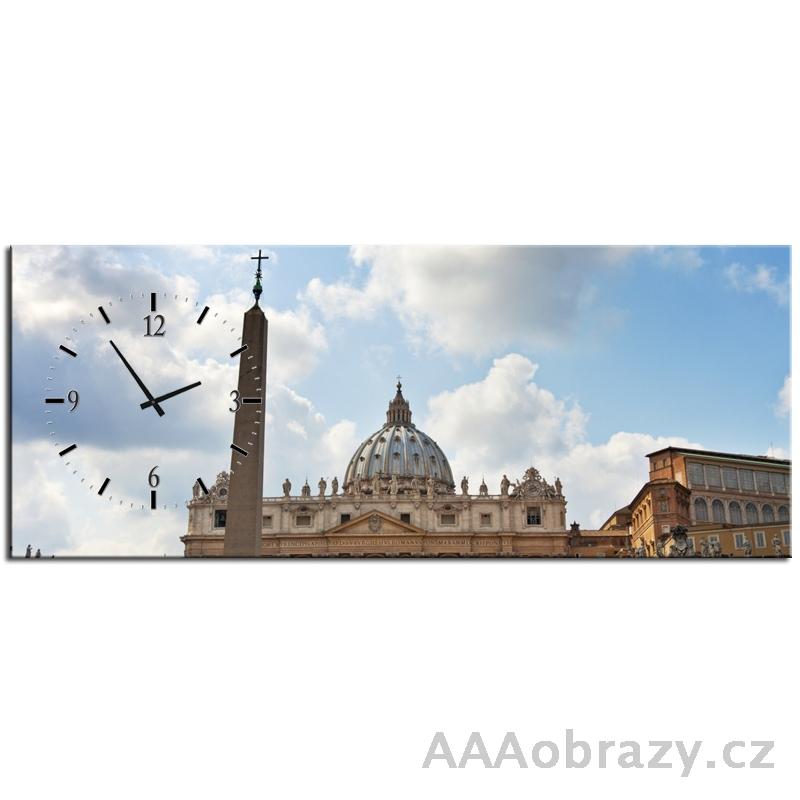 Obraz s hodinami 100x40cm - architektura - motiv kostel