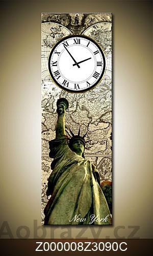 Svisl Obraz s hodinami 90x30cm - Socha Svobody