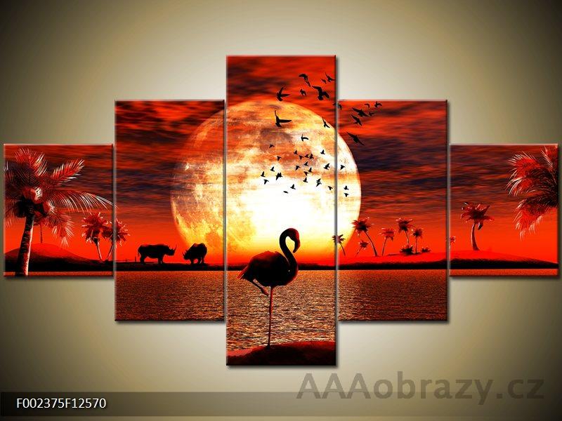 Obraz 5D - 125x70cm - vzor Afrika, plamek, zpad slunce