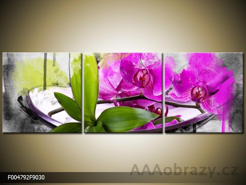 Obraz 3D - 90x30cm - fialov orchideje, SPA