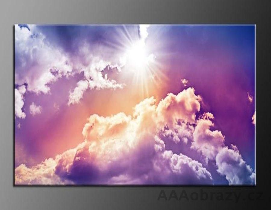 LED obraz 100x70cm vzor 835 obloha, mraky a slunce